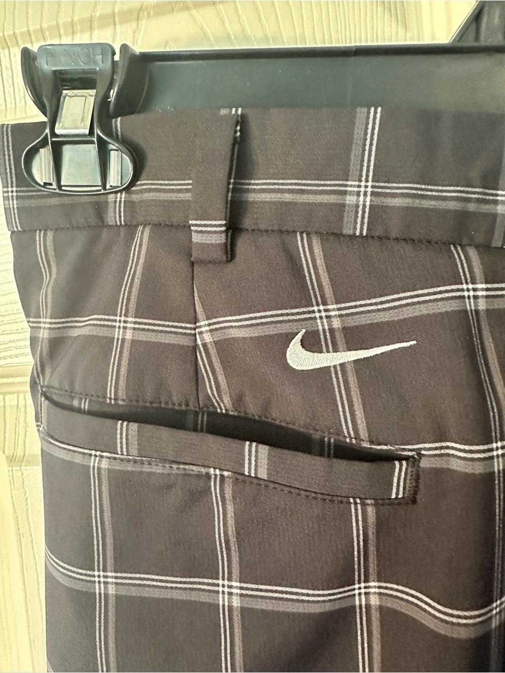 Nike Black/Grey 34waist Plaid Golf flat front Shorts